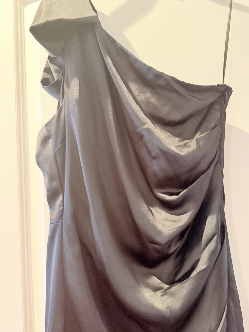 Nicole Miller Black One-Shoulder Satin Dress